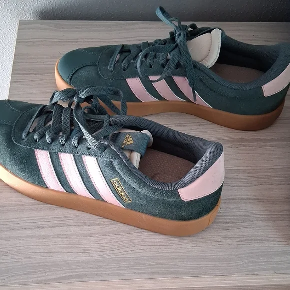 Adidas Green and Pink Suede Sneakers - Picture 2 of 5